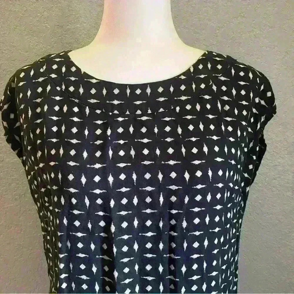 J. Jill Linen Geometric Print Shift Dress Capsleeve XS - Picture 3 of 10